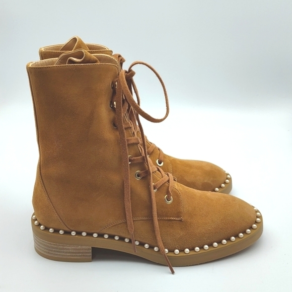 NEW STUART WEITZMAN SONDRA ANKLE BOOT IN TAN 🤎 SIZE 5 $782 - Picture 4 of 15